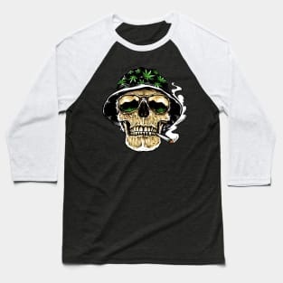 Skull Smoking Joint Baseball T-Shirt